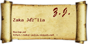 Zaka Júlia névjegykártya